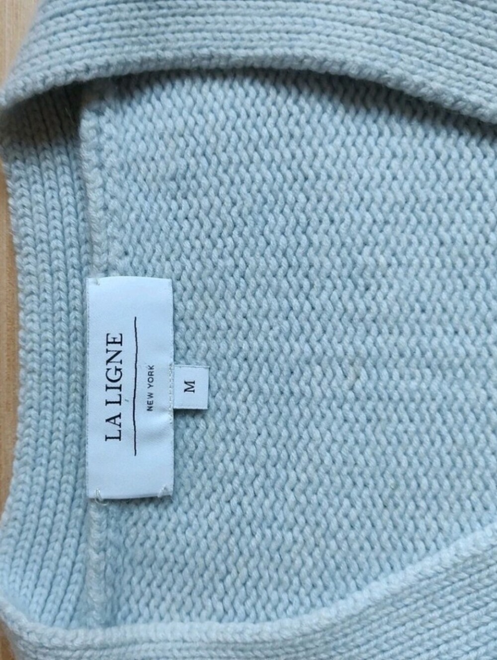 LA Ligne Mini Marin Striped Cardigan Wool Cashmere Blue Buttons Chunky Crop M - Picture 15 of 16